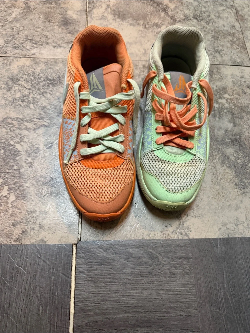 Kids Mesh Athletic Sneakers in Orange and Mint